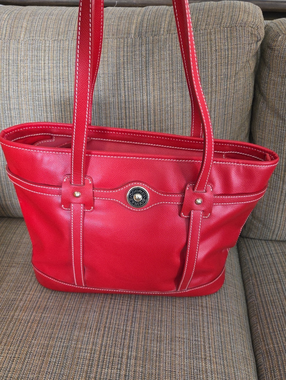 Dooney & Bourke Bright Red Pebbled Leather Tote